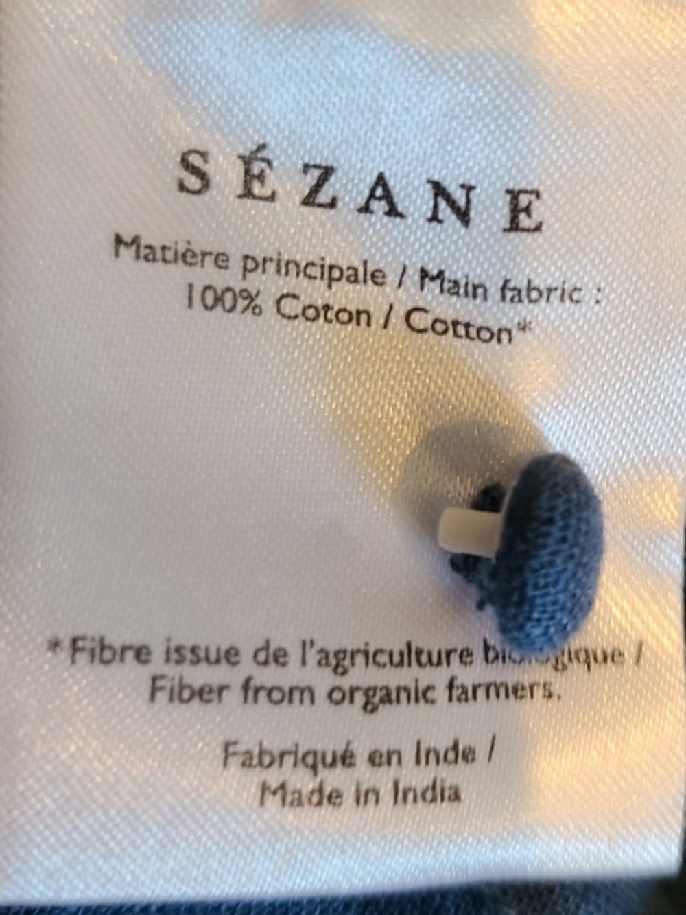 Sezane MacKenzie Blue Maquis Ruffle Puff Sleeve Button Down Blouse - Picture 8 of 9